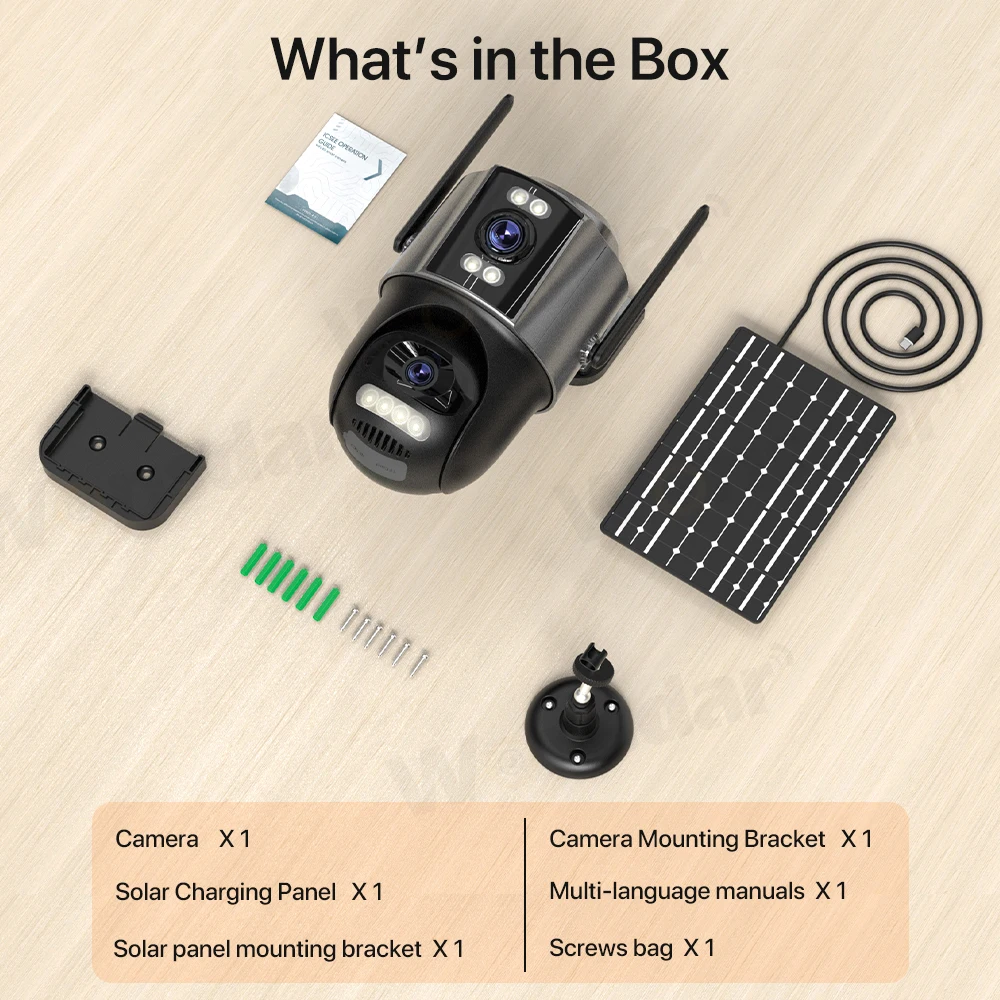4G Sim Solar Camera 24 Hours Record Three lens 10X Zoom Camera Outdoor IP66 Waterproof 9W Solar Panel Built-in Battery iCSee - Image 19