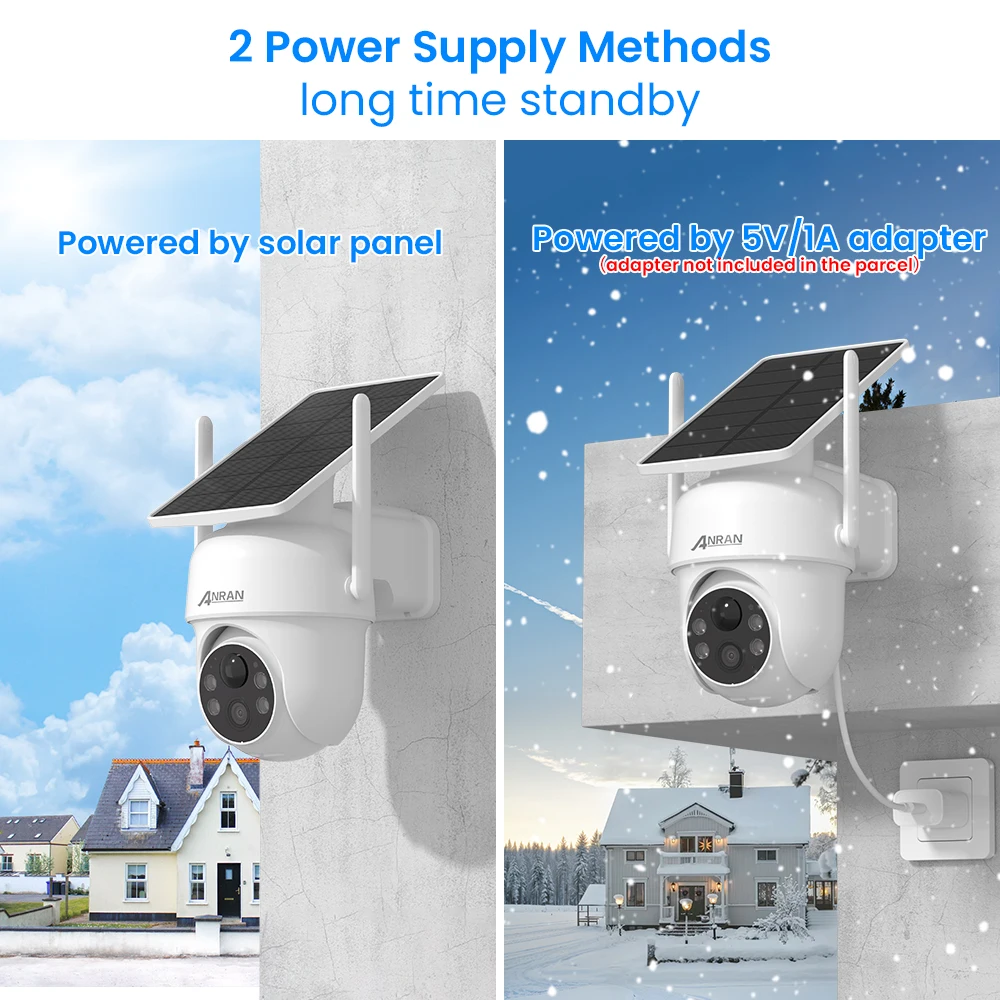 ANRAN 2K 3/5MP Solar Camera 2.4G Wifi Surveillance Security Cameras Home Protection Sloar Battery Cameras PIR Humanoid Detection - Image 4