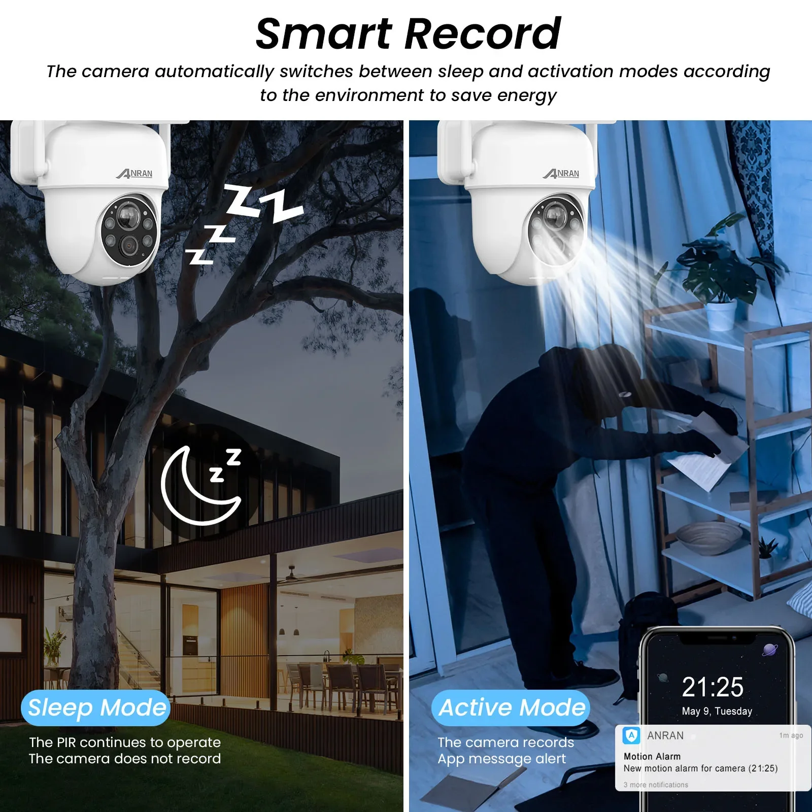 ANRAN 2K 3/5MP Solar Camera 2.4G Wifi Surveillance Security Cameras Home Protection Sloar Battery Cameras PIR Humanoid Detection - Image 10