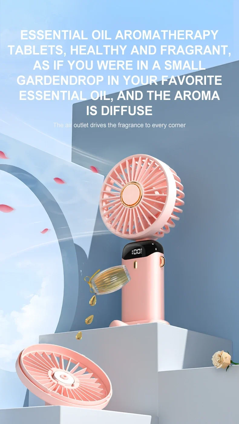 Handheld Mini Fan Foldable Portable Neck Hanging Fans 5 Speed USB Rechargeable Fan with Phone Stand and Display Screen 1800mAh - Image 27