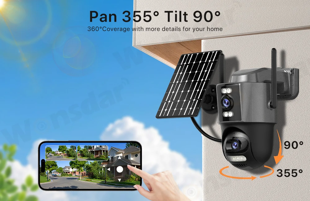 4G Sim Solar Camera 24 Hours Record Three lens 10X Zoom Camera Outdoor IP66 Waterproof 9W Solar Panel Built-in Battery iCSee - Image 15
