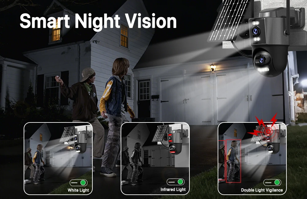 4G Sim Solar Camera 24 Hours Record Three lens 10X Zoom Camera Outdoor IP66 Waterproof 9W Solar Panel Built-in Battery iCSee - Image 12