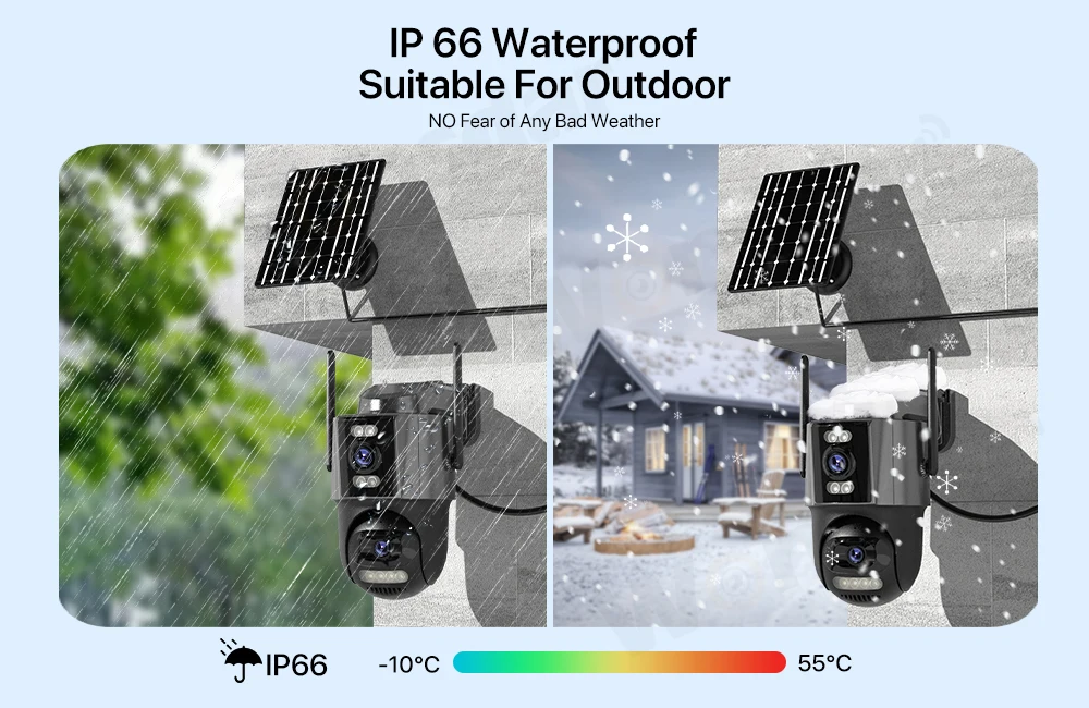 4G Sim Solar Camera 24 Hours Record Three lens 10X Zoom Camera Outdoor IP66 Waterproof 9W Solar Panel Built-in Battery iCSee - Image 13