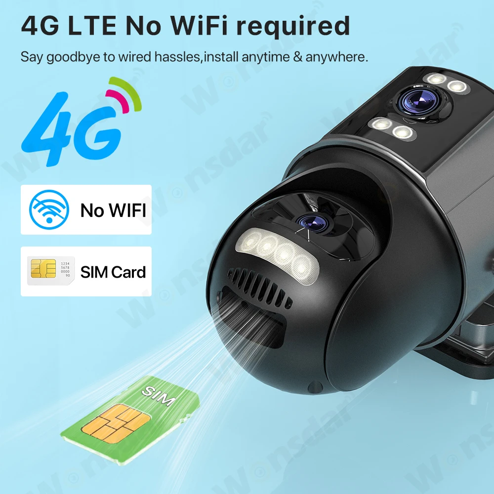 4G Sim Solar Camera 24 Hours Record Three lens 10X Zoom Camera Outdoor IP66 Waterproof 9W Solar Panel Built-in Battery iCSee - Image 3