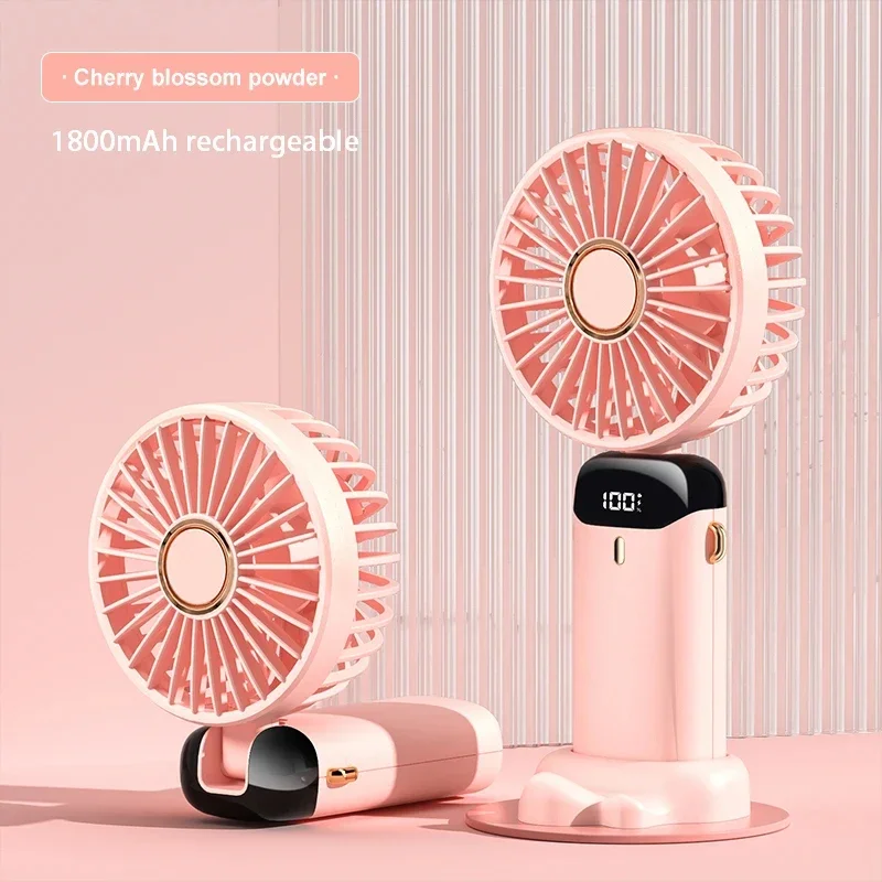 Handheld Mini Fan Foldable Portable Neck Hanging Fans 5 Speed USB Rechargeable Fan with Phone Stand and Display Screen 1800mAh - Image 9